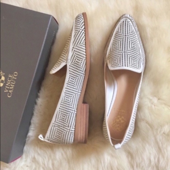 Vince Camuto Kandia White Perforated Leather Flats - Picture 3 of 8